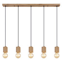 HÄNGELEUCHTE Holzoptik Braun 5 Flammig - Braun, Metall (115/6/120cm) - Globo Lighting