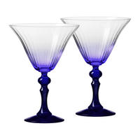 COCKTAILGLÄSER BUBBLE CELEBRATION MOMENTS MIT KOBALTBLAUEM STIEL, 2ER-SET, 170 ML - Transparent, Glas (0.17L) - Krosno Glass