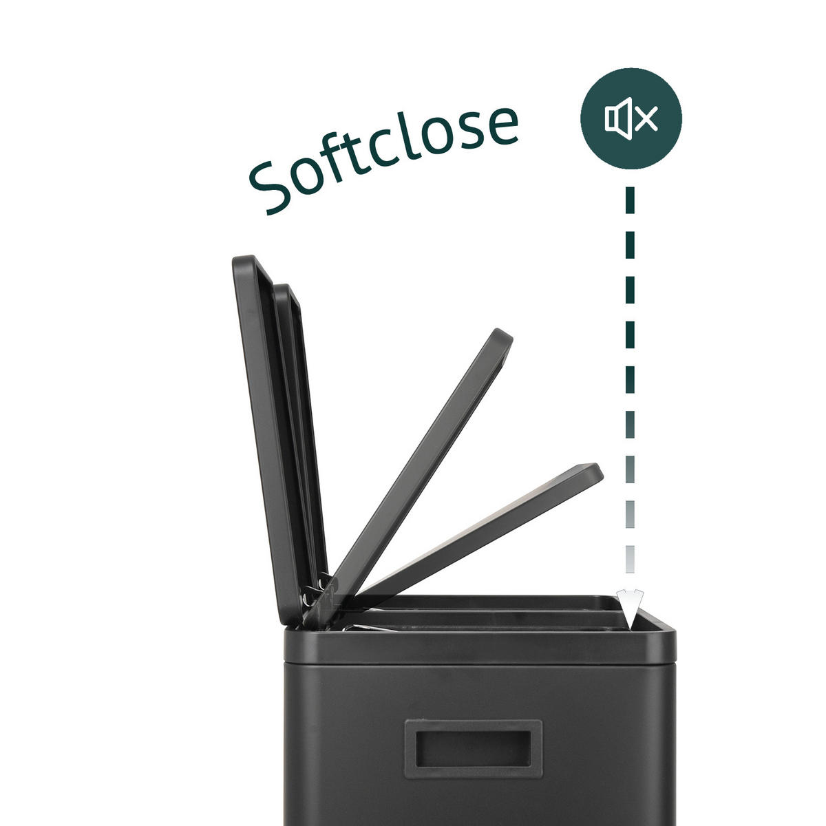 MÜLLTRENNSYSTEM TMH2X30 2x30L 2 Fächer Mülleimer Pulverbeschichteter Stahl Schwarz - Schwarz, Metall (47/72/32cm) - SVITA