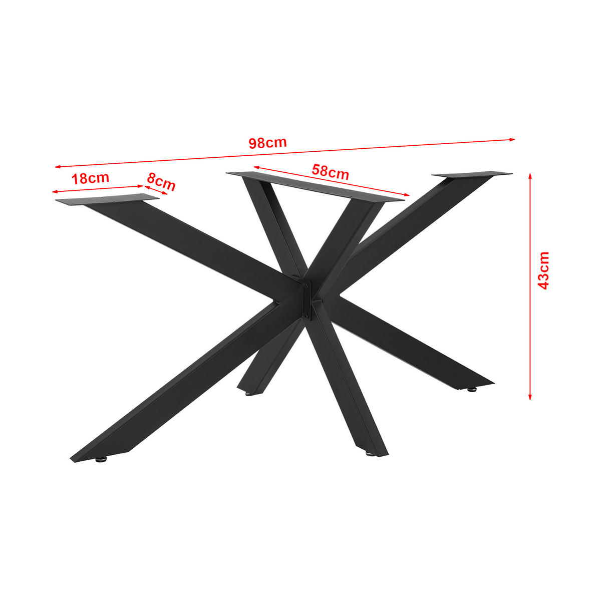 TISCHGESTELL Oberau - Schwarz, Metall (98/43/58cm) - [en.casa]