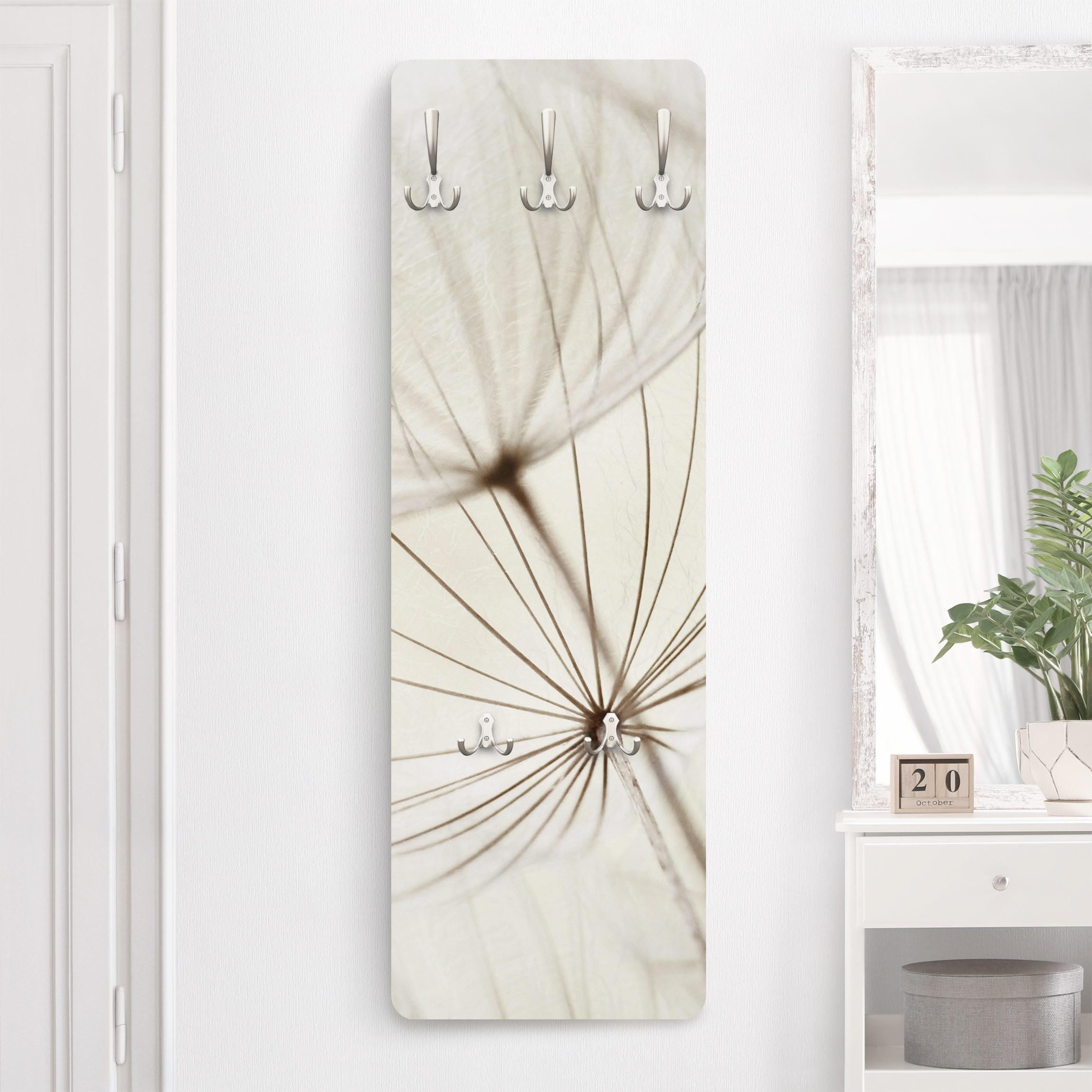 WANDGARDEROBE - Sanfte Gräser 34/105 cm - Weiß, Holzwerkstoff (34/105/1.6cm) - Bilderwelten