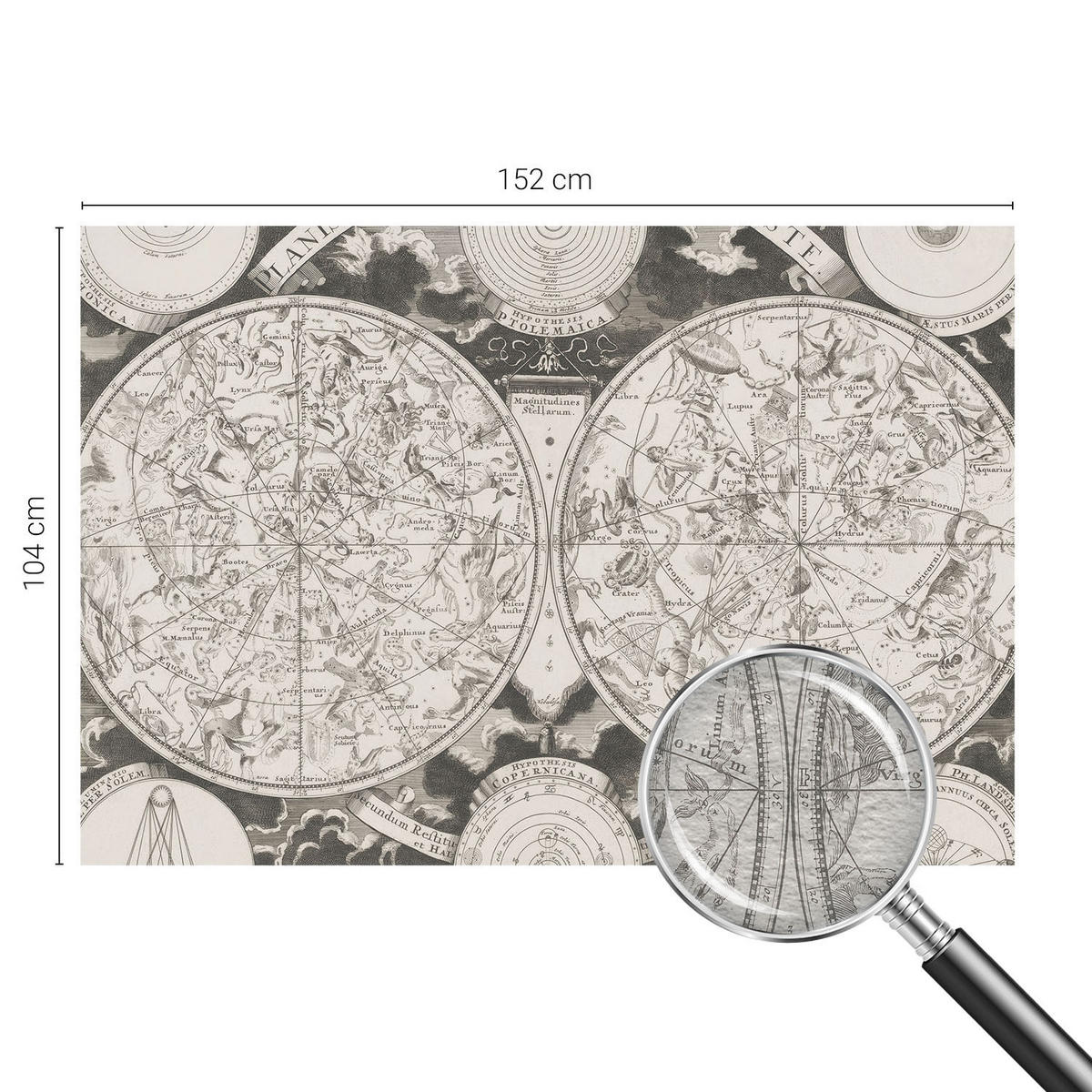 FOTOTAPETE 152x104 cm - Sternenkarte - Schwarz, Textil (152/104cm) - Wallfluent