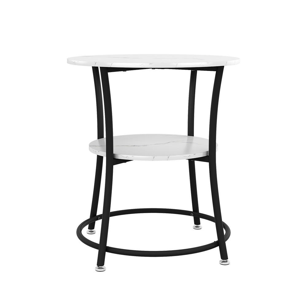 COUCHTISCH Quebec Marmor Weiß 50 x 50 cm mit Ablage - Weiß Hochglanz, Holzwerkstoff (50/50/55cm) - Vicco