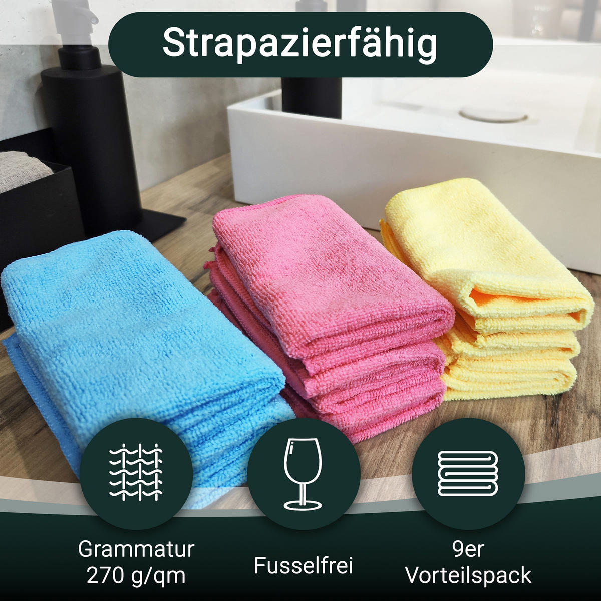 REINIGUNGSTÜCHER, 9er-Set, 32x32 cm, 80% Polyester, 20% Polyamid, farblich sortiert - Multicolor, Textil (32/32cm) - Zollner