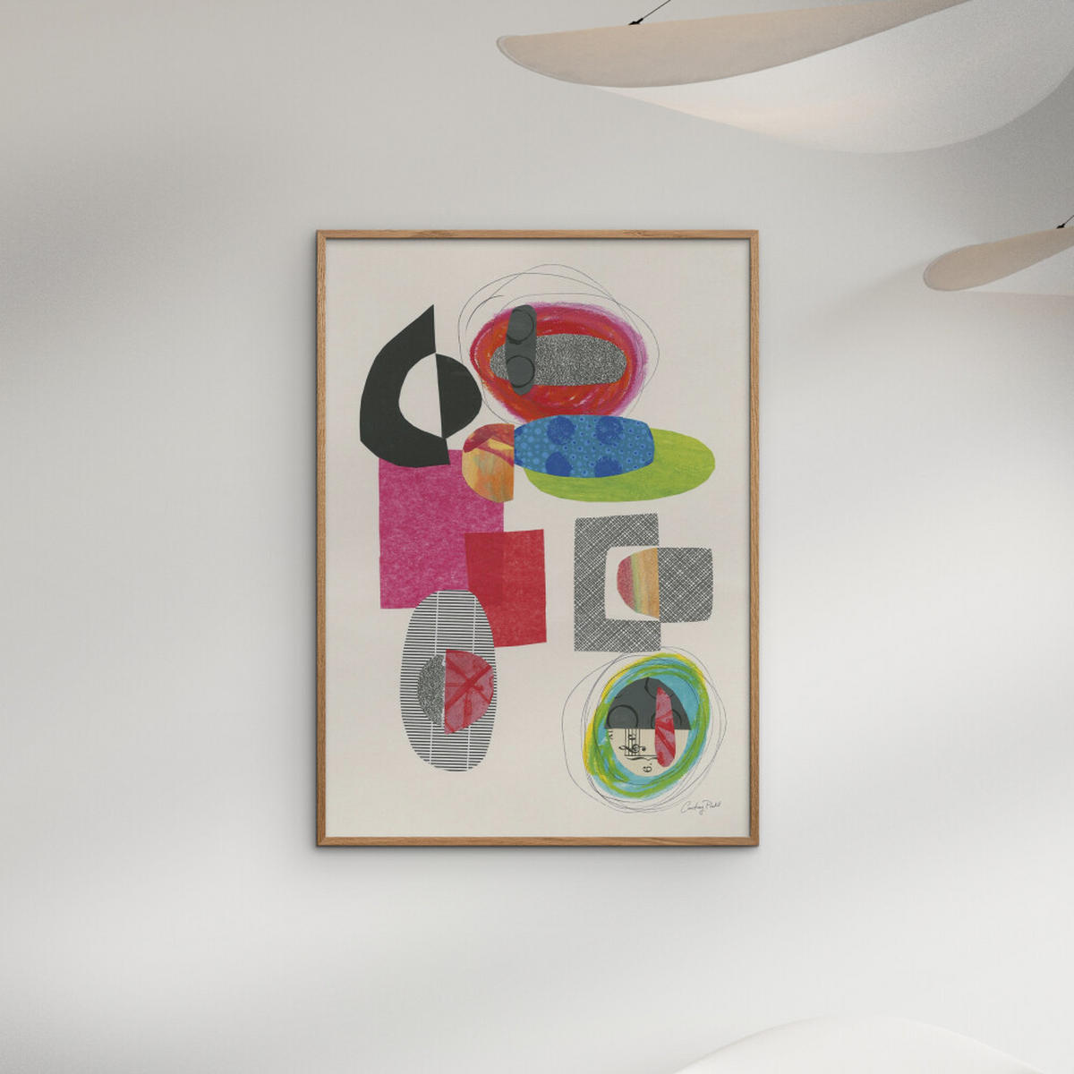 POSTER mit Rahmen Wild Apple - Copy of Geometric Collage - Eichefarben/Multicolor, Holz/Papier (50/70cm) - Poster&Frame