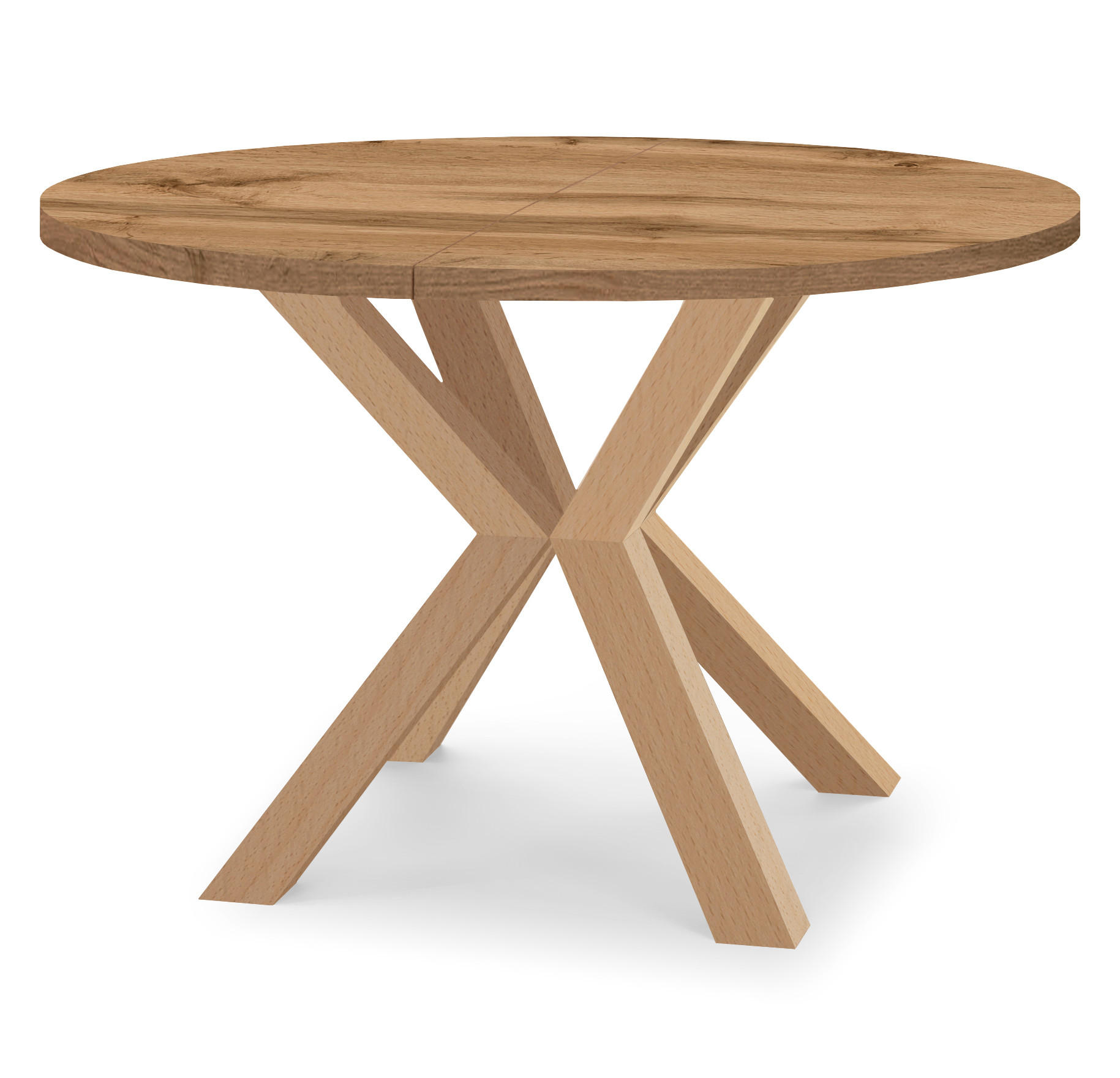 ESSTISCH RAL mit Holzbeinen, Durchmesser: 110 / 160 cm Eiche Wotan - Eiche Wotan, Holz (110/160/77cm) - Dekori_Interiors