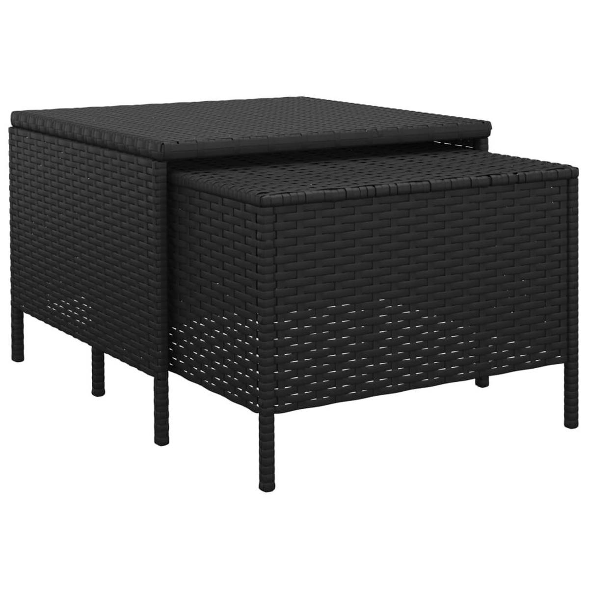LOUNGEGARNITUR mit Kissen-Stauraum und Couchtisch, aus Poly Rattan, Schwarz, 3-teiliges Set - Schwarz, Kunststoff - vidaXL