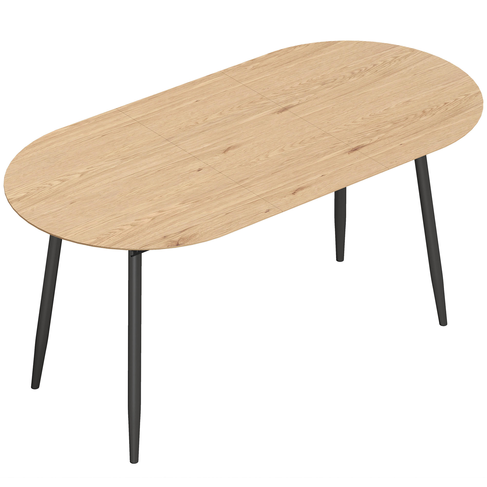 AUSZIEHBARER-ESSTISCH MDF Eiche - Eichefarben/Schwarz, Holzwerkstoff/Metall (160/80/75cm) - HOMCOM