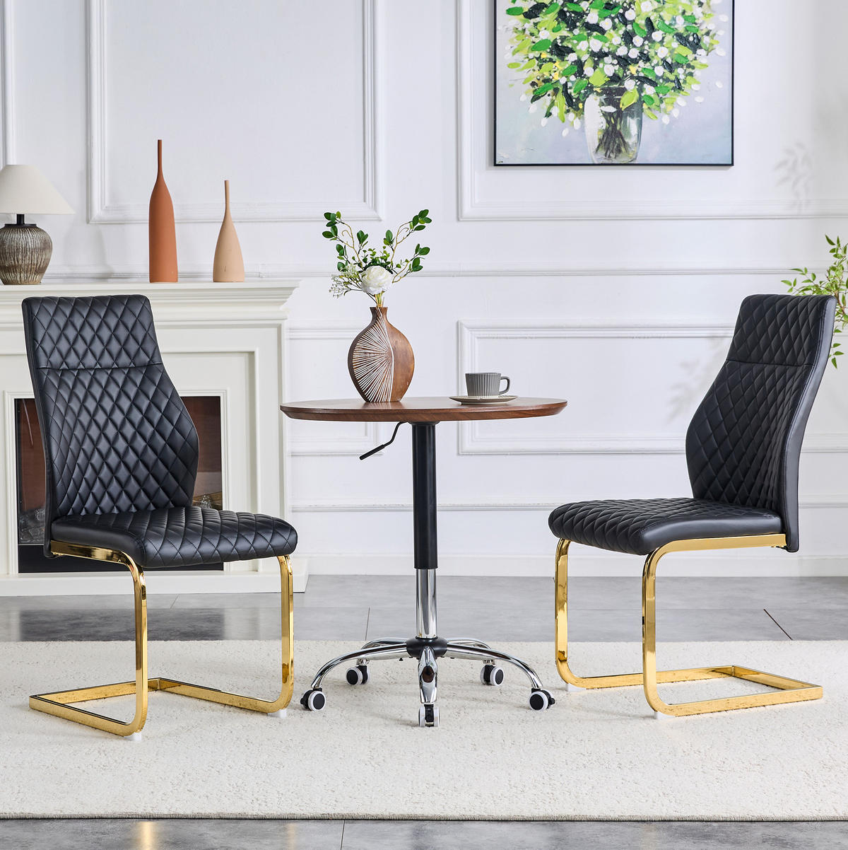 ESSZIMMERSTUHL 2er-Set mit hoher Rückenlehne 100 cm PU-Lederoptik Schwarz Gold - Schwarz, Metall (63/100/43cm) - Meubliv