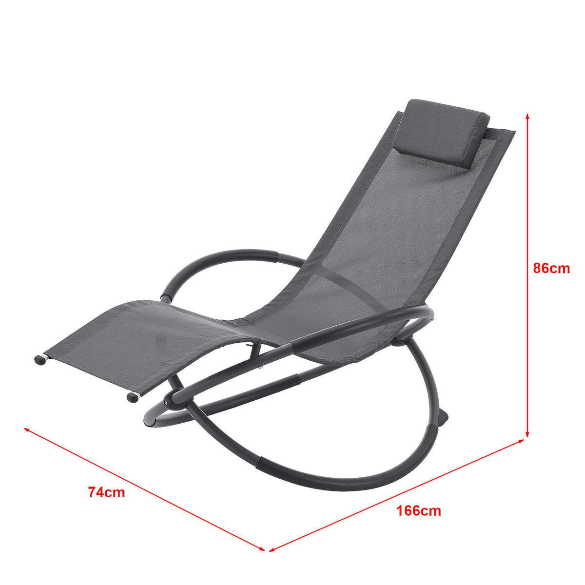 SCHAUKELLIEGE Pulsano - Dunkelgrau, Metall (166/86/74cm) - [en.casa]