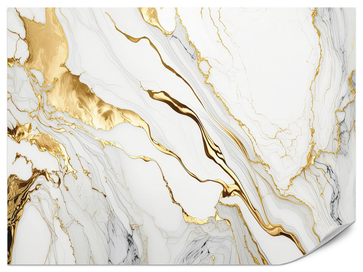 FOTOTAPETE Marmor Abstraktion Glamour Beige Modern Luxus Creme 100x70 - Gelb/Beige, Papier (100/70cm) - Muralo
