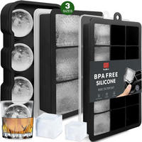 EISWÜRFELFORM 3-teiliges Set BPA-frei Silikon - Schwarz, Kunststoff (1/1/1cm)