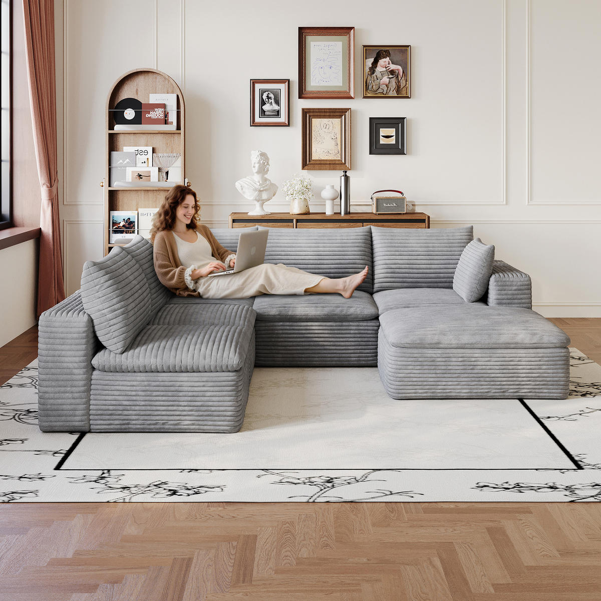 WOHNLANDSCHAFT DE-34773 2-Sitzer mit abnehmbare Polsterung Grau - Grau, Textil (250/60/260cm) - ComfortXL