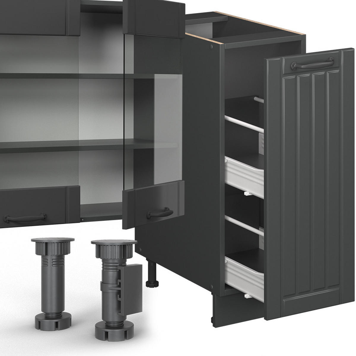 KUCHYŇSKÝ KOUT Fame-Line Tmavě šedá - tmavě šedá, kompozitní dřevo (280/81.6/60cm) - Vicco