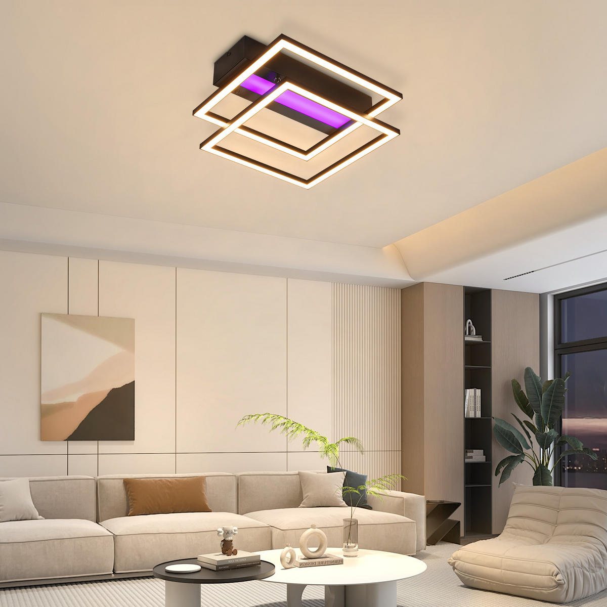 LED-DECKENLEUCHTE Jovarn 37/37/7.5 cm - Schwarz, Metall (37/37/7.5cm) - ZMH