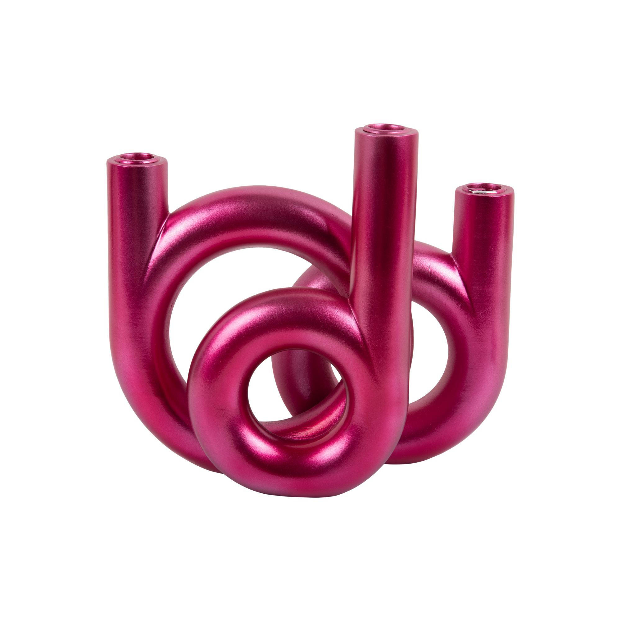 KERZENLEUCHTER Rings Medium Rosa 18/12/20 cm - Pink, Kunststoff (12/20/18cm) - Present Time