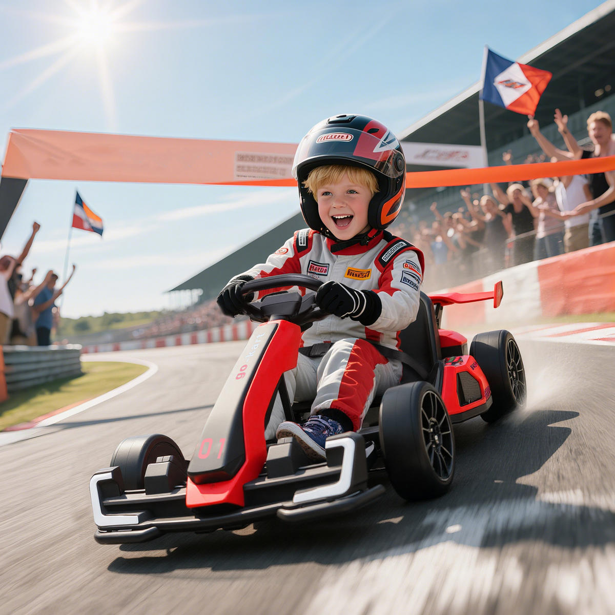 GO-KART DE-06216 Elektro-Kart mit Hupe und Musik Rot - Rot/Schwarz, Kunststoff/Metall (120/76/53.5cm) - ComfortXL