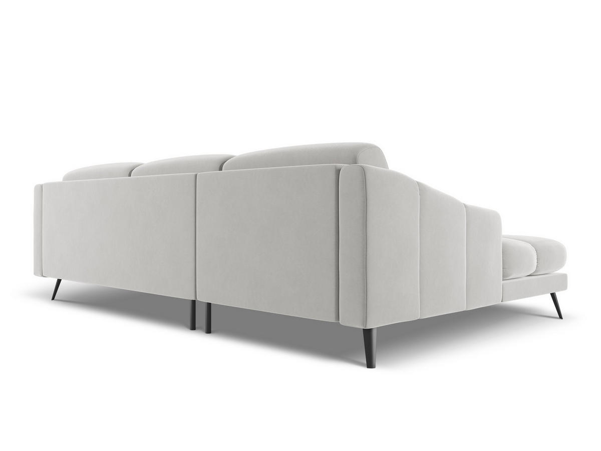 ECKSOFA Links Samt Stoff Grau - Silberfarben/Schwarz, Textil/Metall (160/264cm) - Makamii