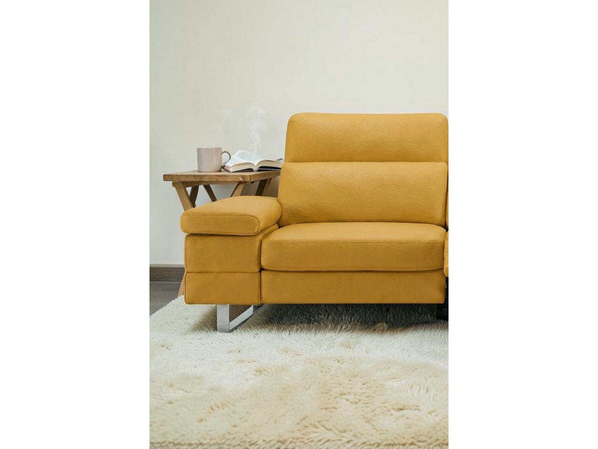 3-SITZER Sofa Virage Echtleder Senfgelb - Gelb, Leder/Metall (212/75/109cm)
