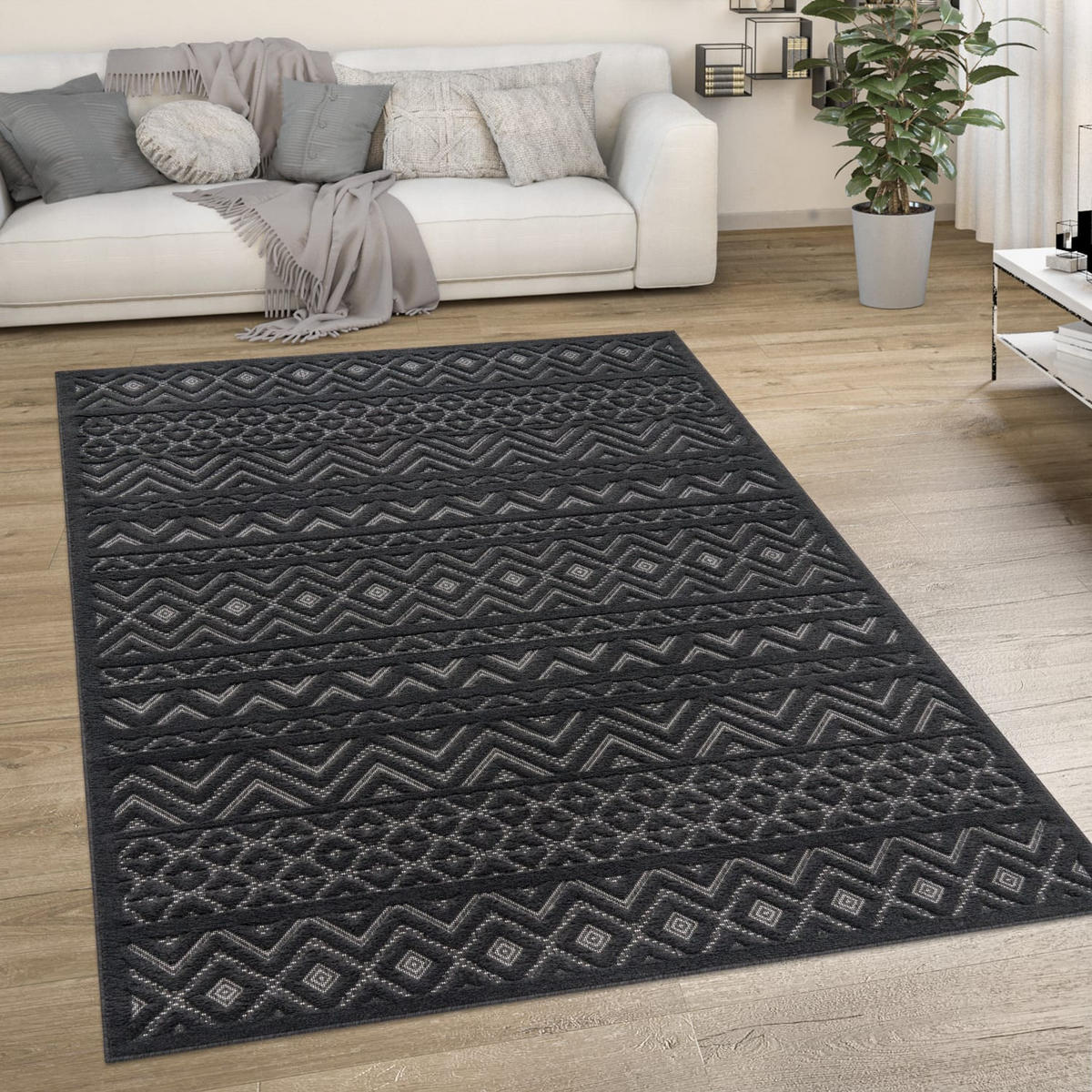 OUTDOORTEPPICH 80/150 cm Livorno 673 - Anthrazit, Kunststoff (80/150cm) - Paco Home