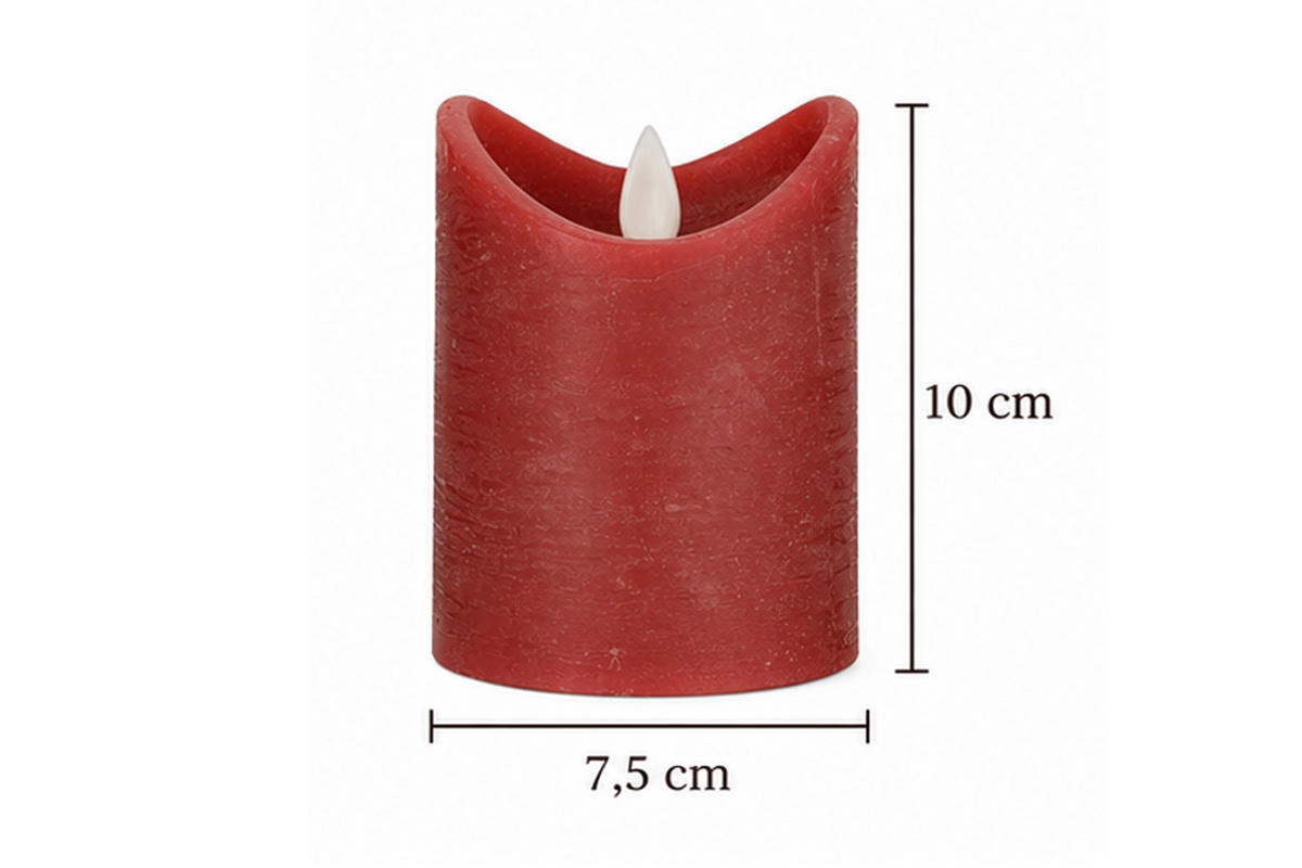 LED-KERZE Ø7,5x10 cm, Rot - Rot, Naturmaterialien (7.5/7.5/10cm) - dasmöbelwerk