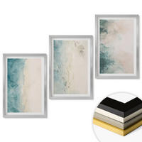 WANDBILDER 3er Set - 40x60 cm Silberner Rahmen - Minimalismus auf Aquarellleinwand - Silberfarben, Kunststoff (40/60cm) - ArtPrintCave