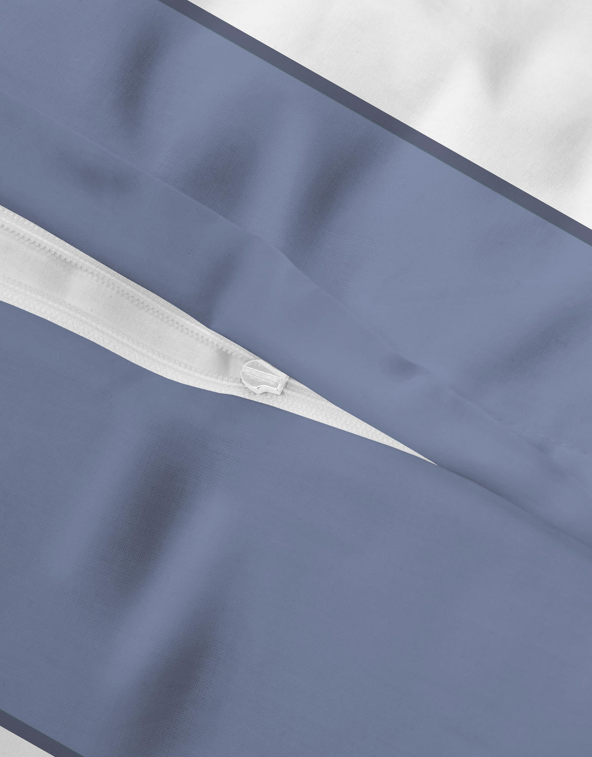BETTWÄSCHE-GARNITUR Premium Satin Blockstreifen taubenblau, 135x200 cm + 80x80 cm - Blaugrau, Textil (135/200cm) - biberna