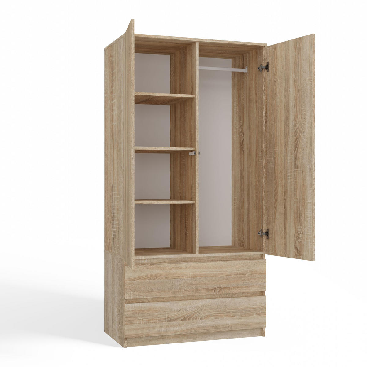 KLEIDERSCHRANK SS-90 EICHE SONOMA - Sonoma Eiche, Holzwerkstoff (90/180/50cm) - CDF