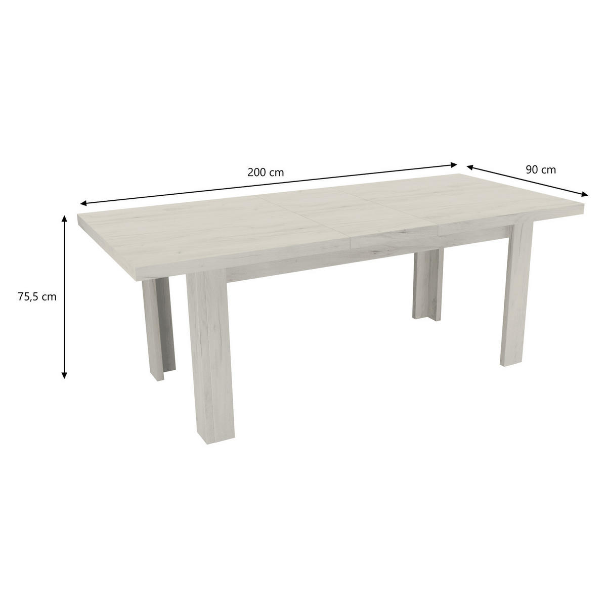 ESSTISCH ausziehbar 160-200 x 90 x 75,5 cm Kraft Weiß - Weiß, Holzwerkstoff (90/160/75.5cm) - Koseto