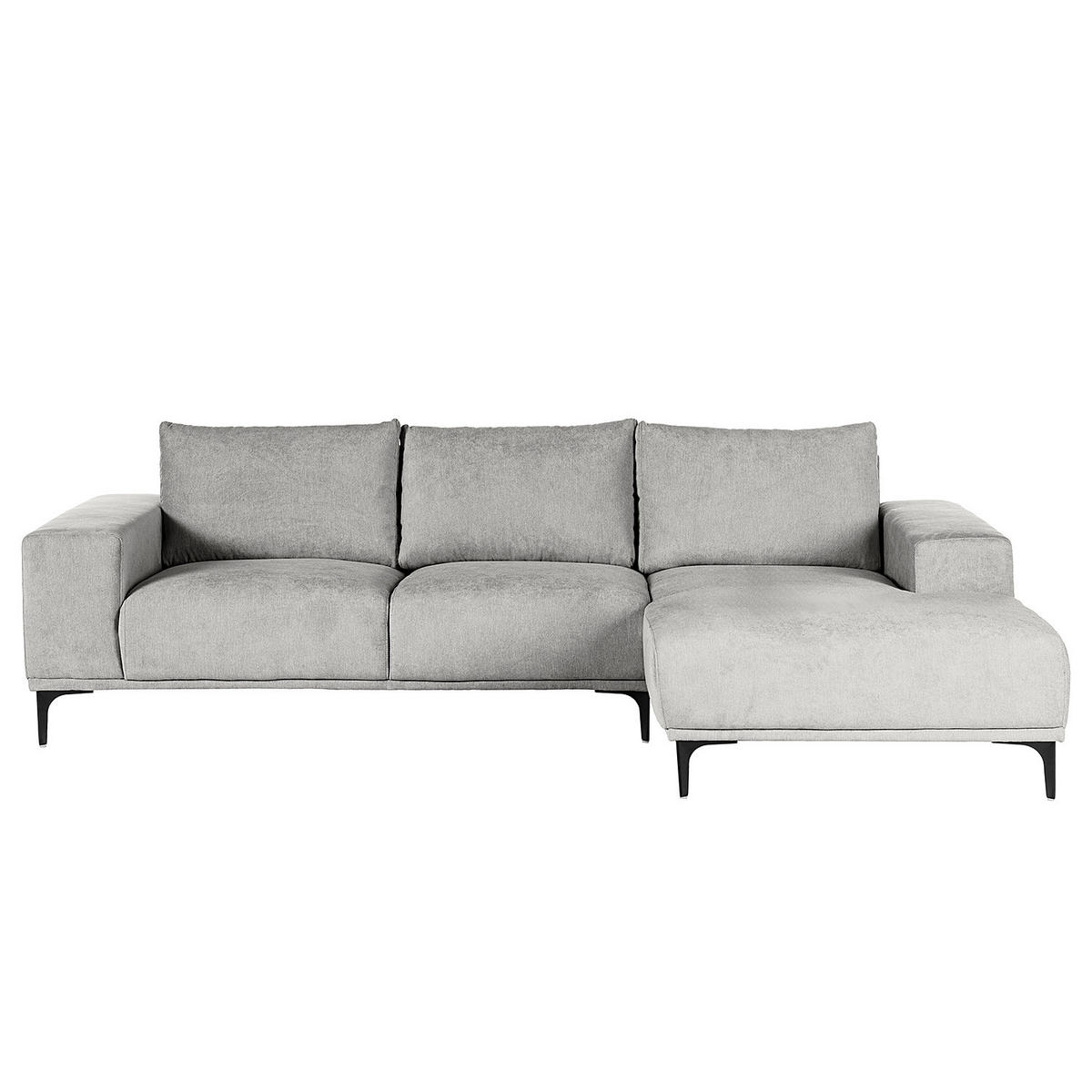 ECKSOFA - Schwarz/Grau, Textil/Metall (244/150cm) - home24