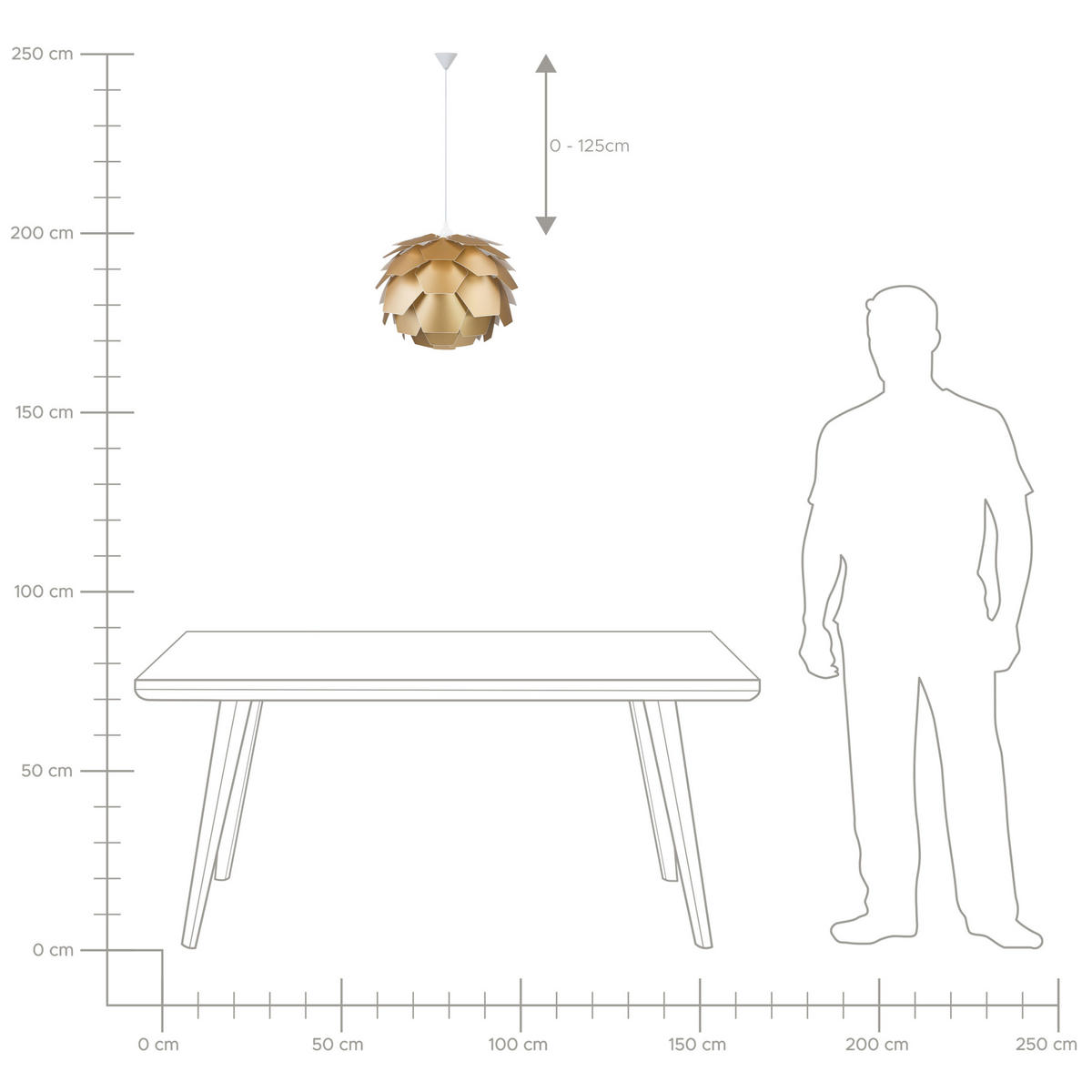 HÄNGELEUCHTE Segre Mini 40/40/30 cm - Goldfarben, Kunststoff (40/40/165cm) - Beliani
