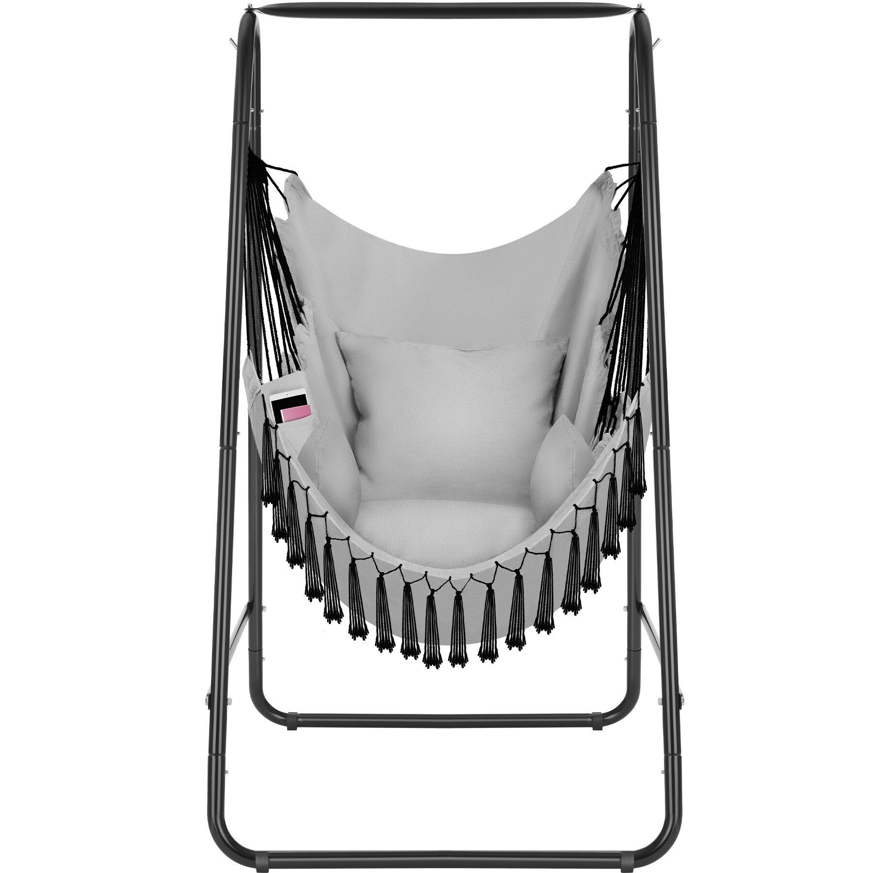 HÄNGESESSEL Alison,85 x 100 x 154,5 cm,grau - Grau, Naturmaterialien/Textil (85/154.5/100cm) - tectake