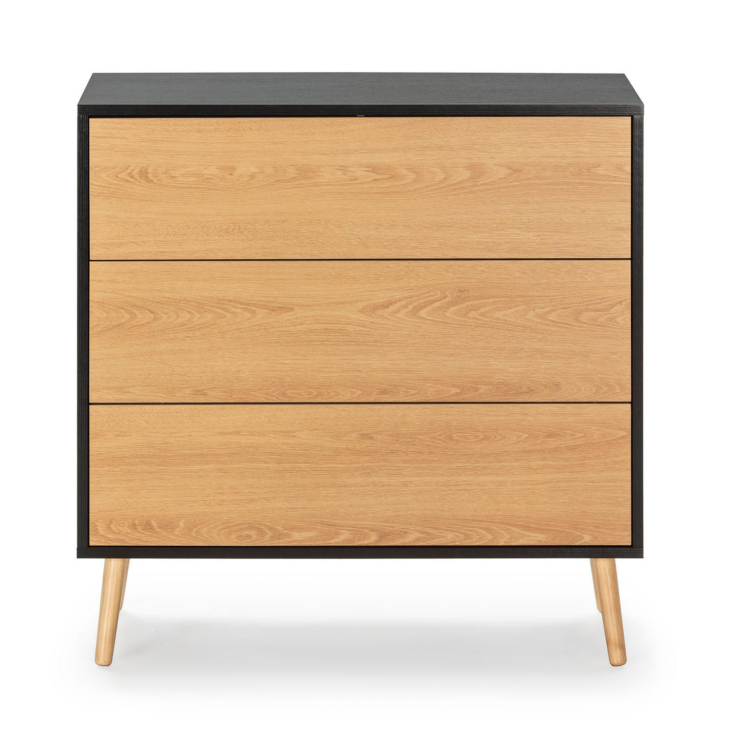 KOMMODE 80/80/40 Apolo 3 Schubladen - Schwarz, Holzwerkstoff (80/80/40cm)