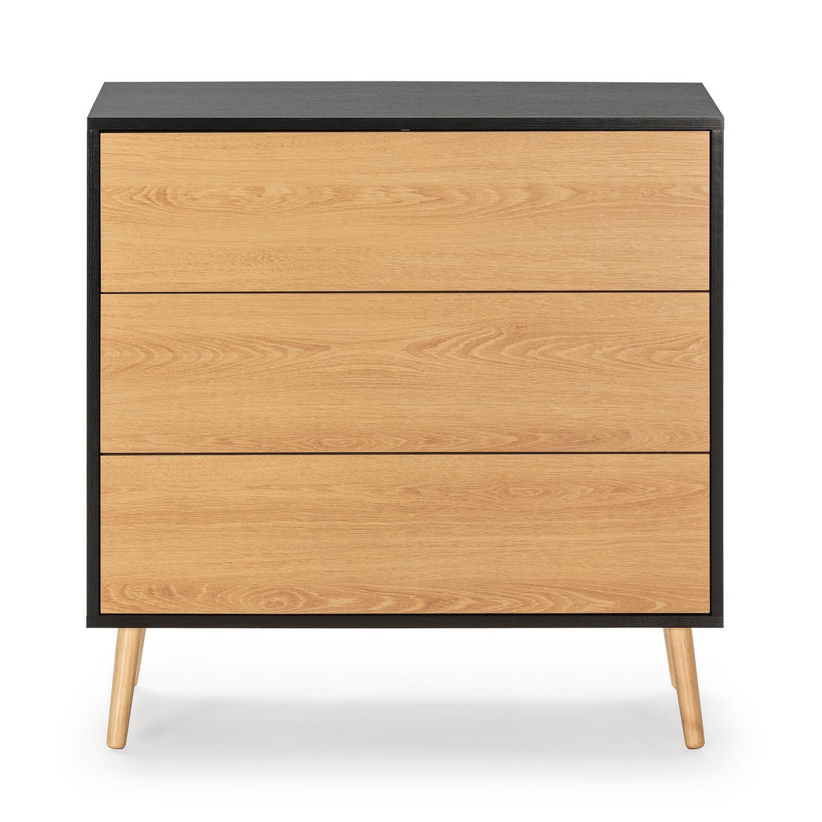 KOMMODE 80/80/40 Apolo 3 Schubladen - Schwarz, Holzwerkstoff (80/80/40cm)