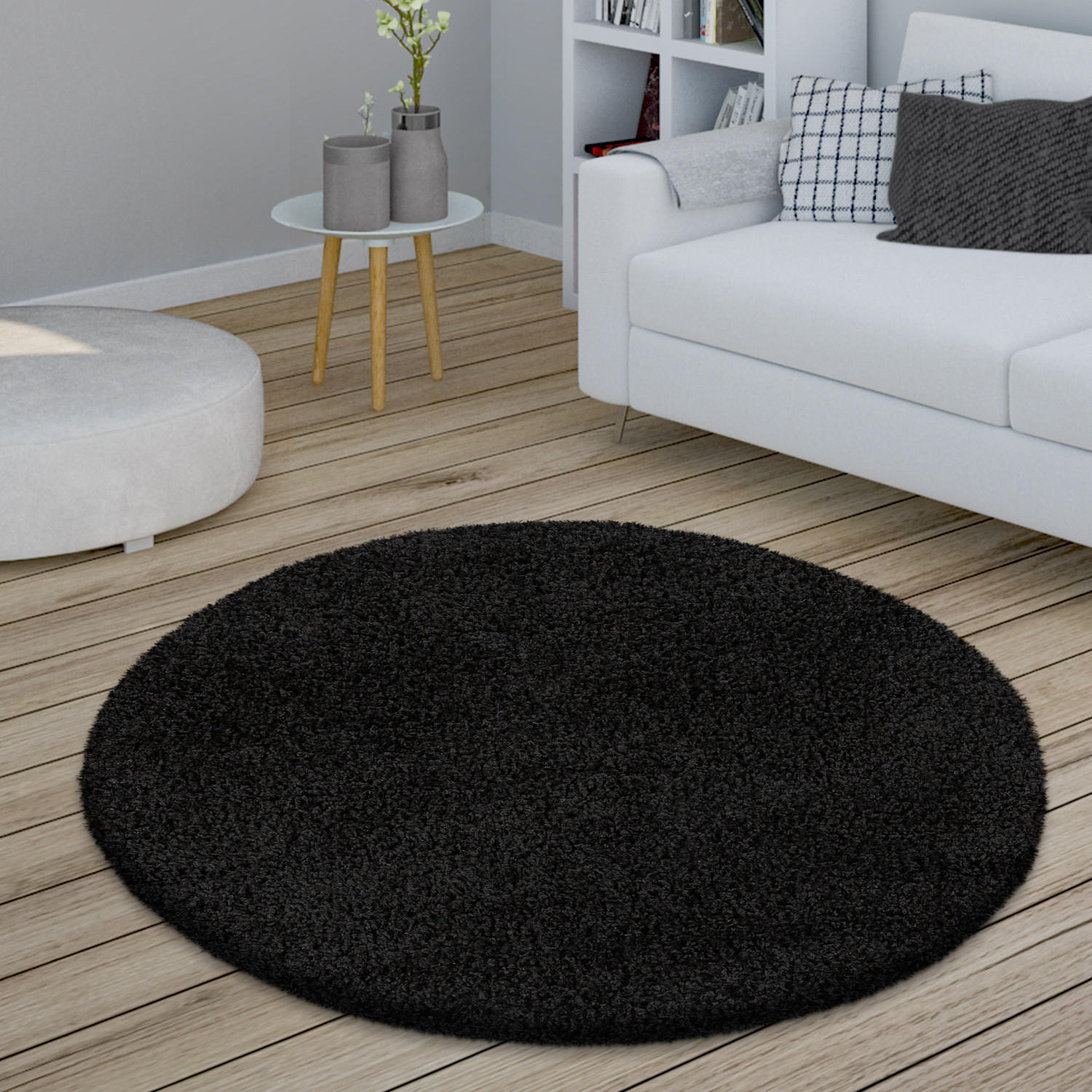 HOCHFLORTEPPICH 160/160 cm Sky 250 - Schwarz, Textil (160/160cm) - Paco Home