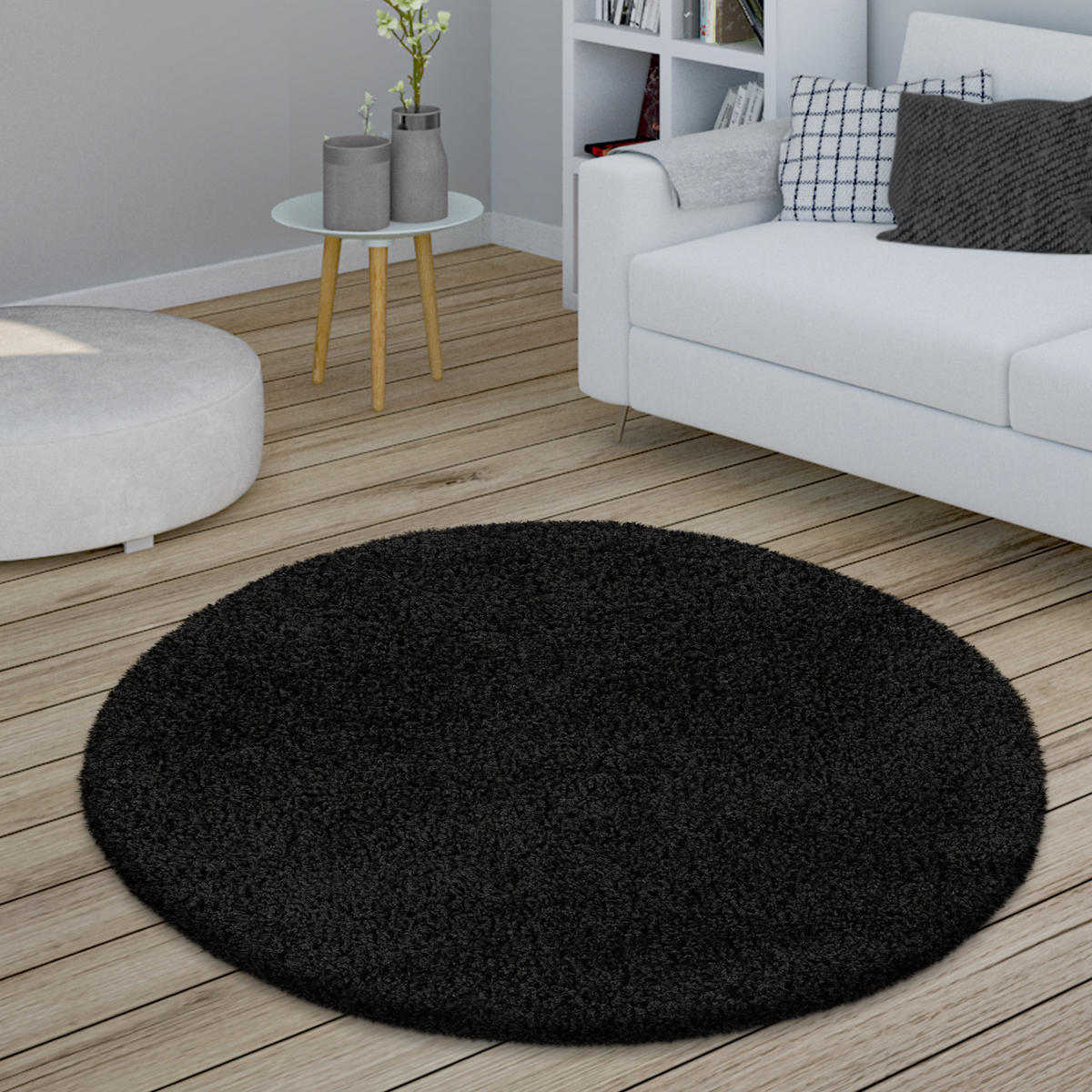 HOCHFLORTEPPICH 80/80 cm Sky 250 - Schwarz, Textil (80/80cm) - Paco Home