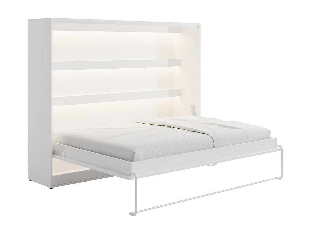 SCHRANKBETT - 2 Personen - holz - weiß Rapili - Weiß, Holz (140/200cm) - Vente-Unique