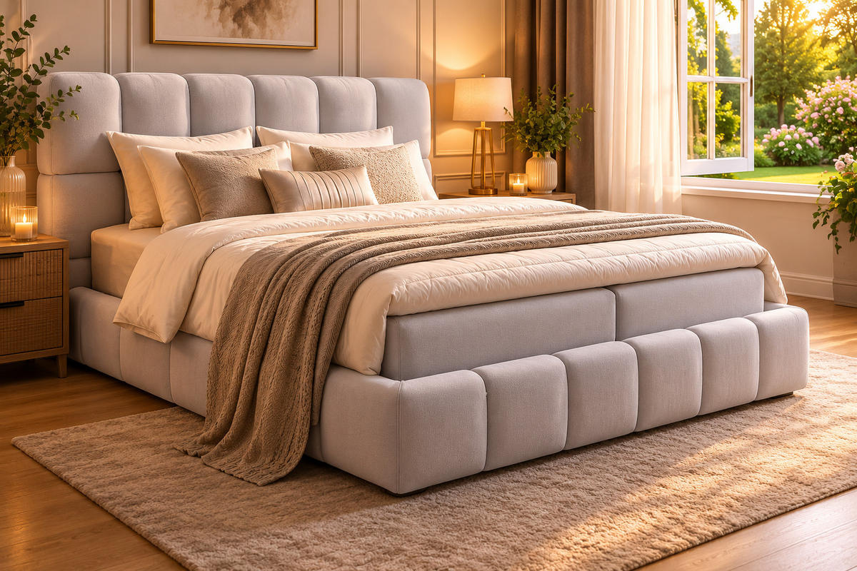 BOXSPRINGBETT AURA mit Topper und Bettkasten, Light grey, H3 Bonell, 140x200 cm - Hellgrau, Textil (140/200cm) - Labett