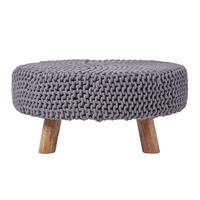 STRICK-HOCKER grau, rund 62/62/30 cm - Grau, Textil (62/30/62cm) - Homescapes