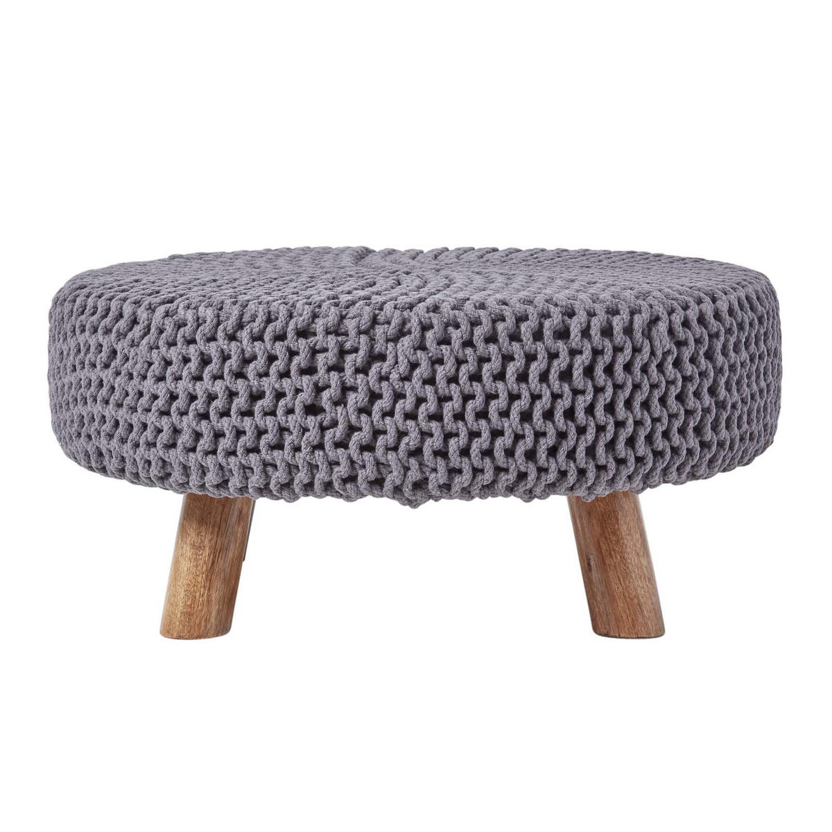 STRICK-HOCKER grau, rund 62/62/30 cm - Grau, Textil (62/30/62cm) - Homescapes