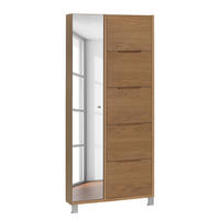 FURNIERTER SCHUHSCHRANK mit Spiegeltür - Eichefarben, Holzwerkstoff/Metall (84/185/17cm) - home24
