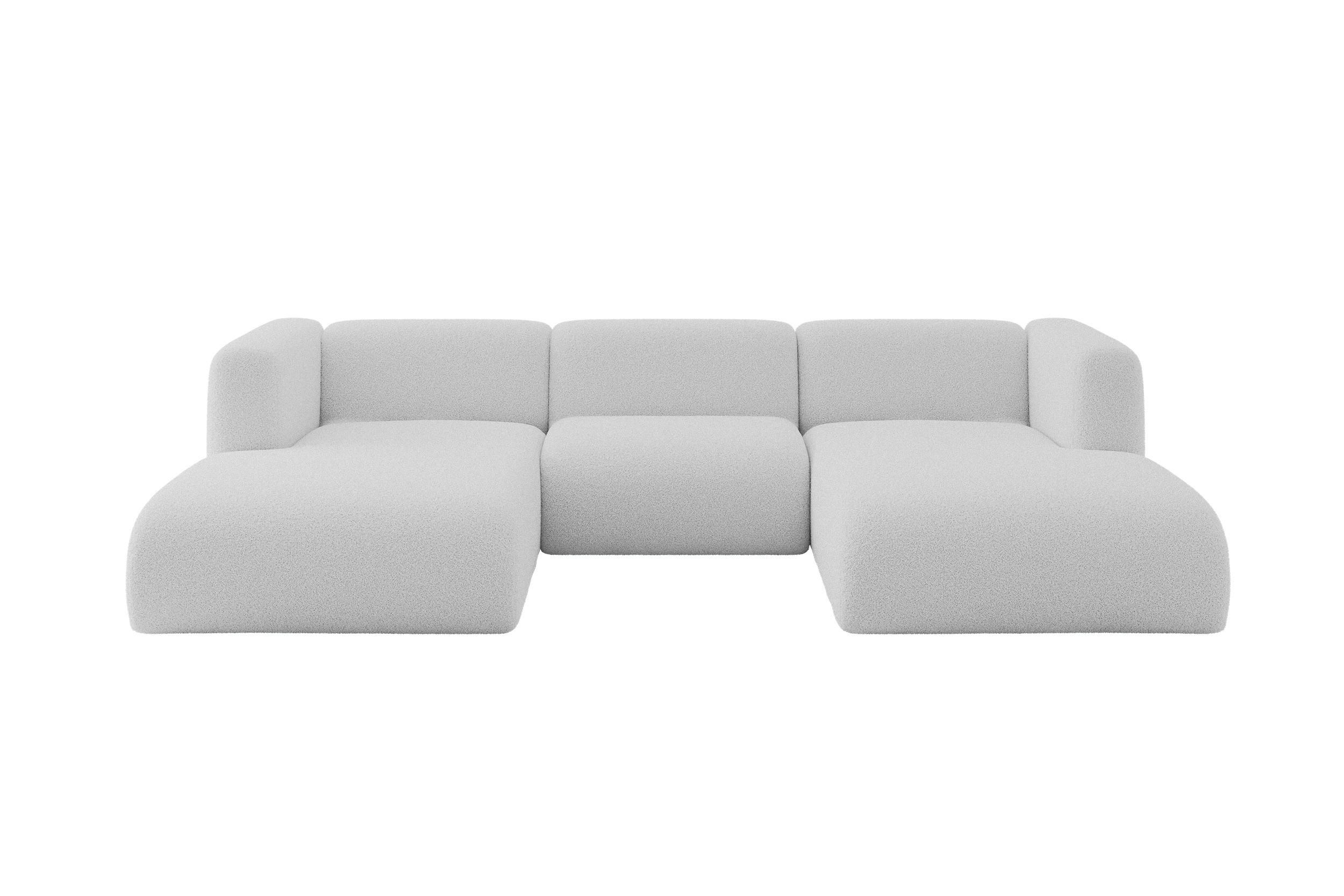 ALTDECOR SEDACÍ SOUPRAVA DO U MIRA-U1 317x179x70 Světle šedá Bouclé