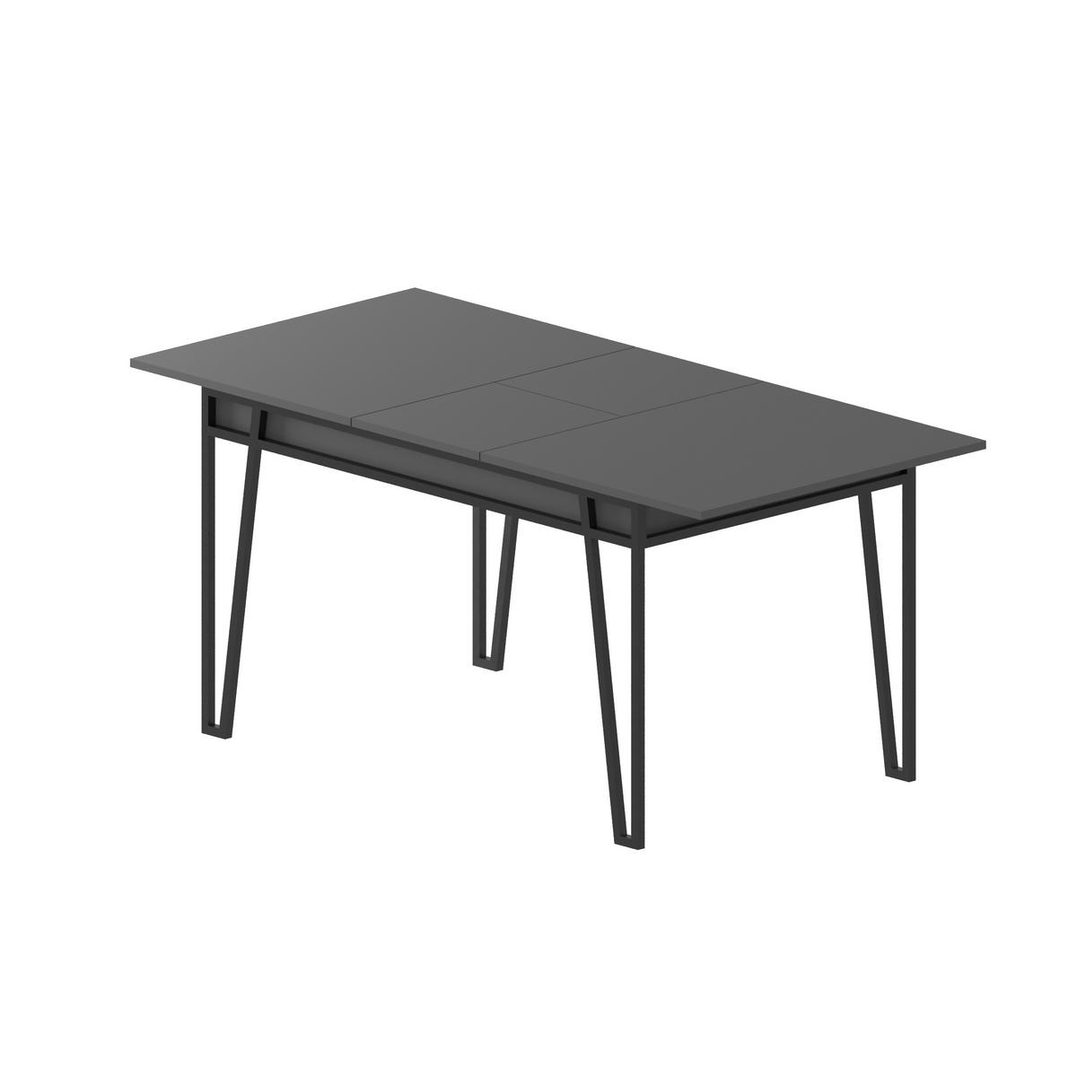 ESSTISCH Pal Anthrazit 132/80/76 cm - Anthrazit, Holzwerkstoff/Metall (80/132/76cm) - Decortie