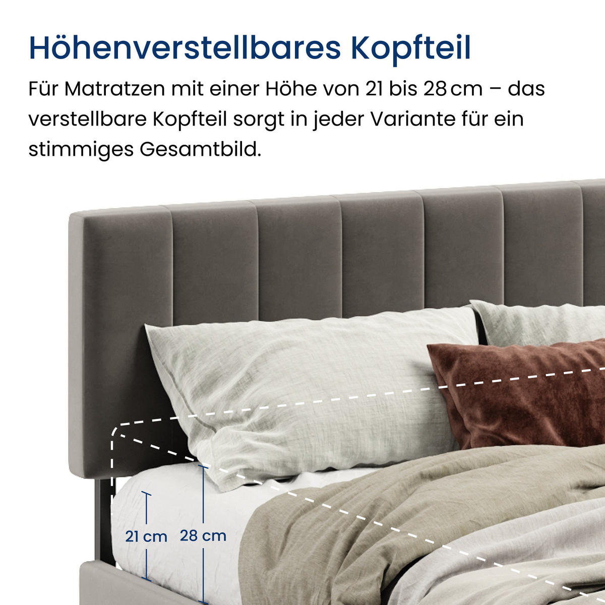 POLSTERBETT 160x200 cm in Dunkelgrau - Dunkelgrau, Naturmaterialien (160/200cm) - Home Collective