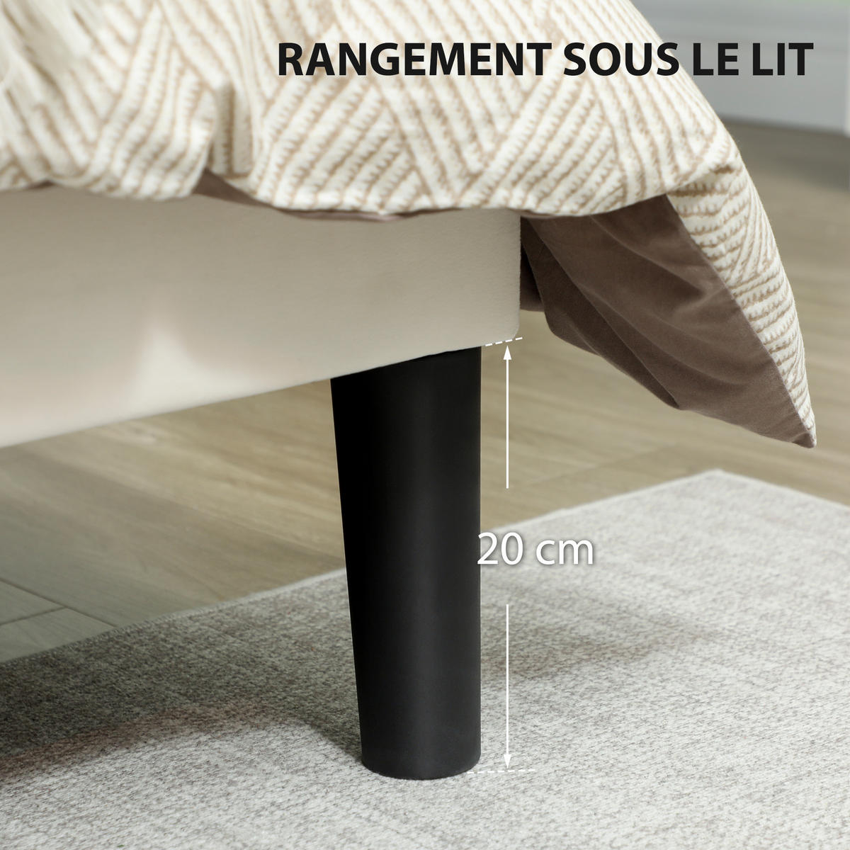 BETT 140x190 cm DE-14640 mit verstellbarem Kopfteil Creme - Creme, Metall (140/190cm) - ComfortXL