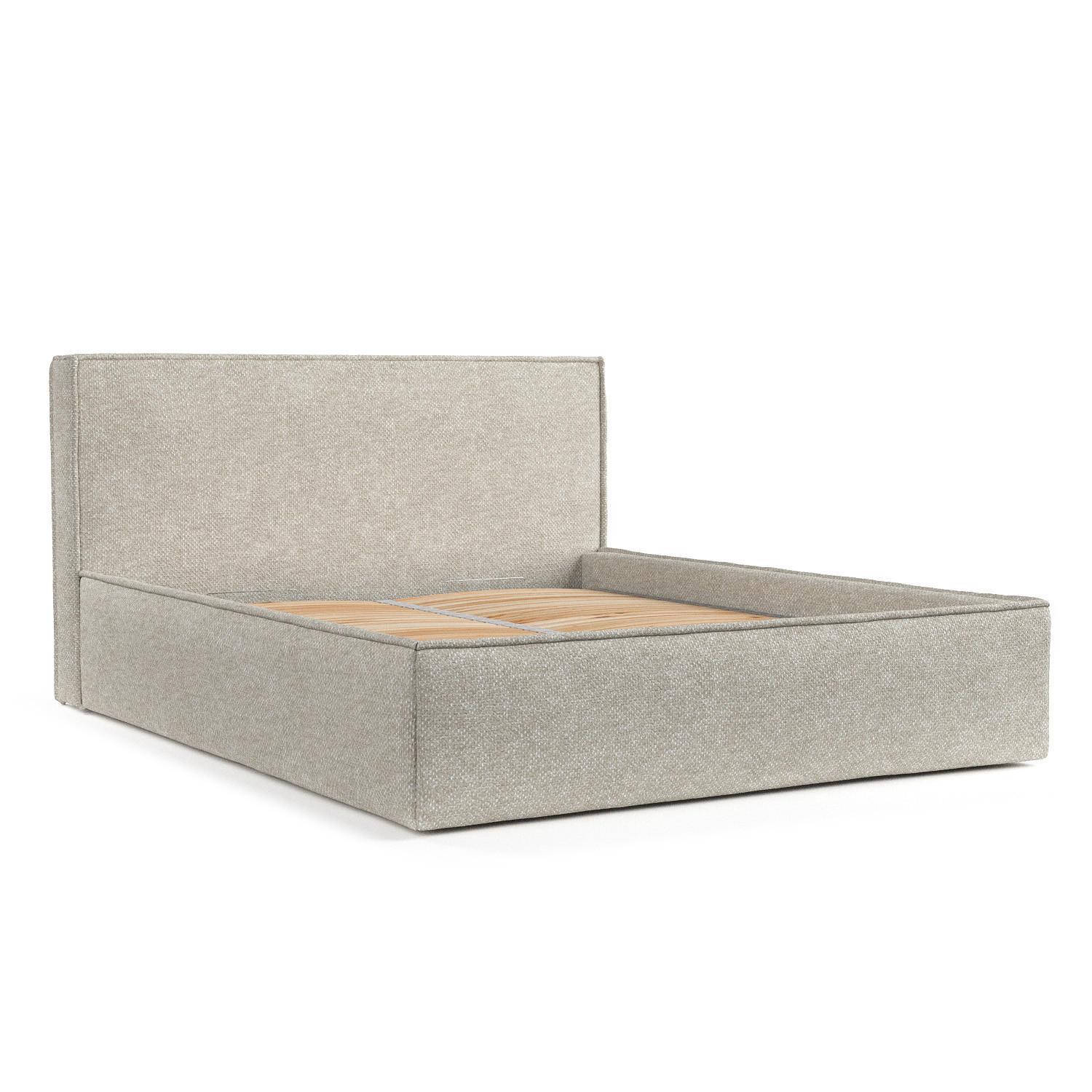 POLSTERBETT Lounge Beige Grau 140/200 cm im Chenille-Stoff - Beige/Schwarz, Holz/Holzwerkstoff (140/200cm) - Maison de Reve