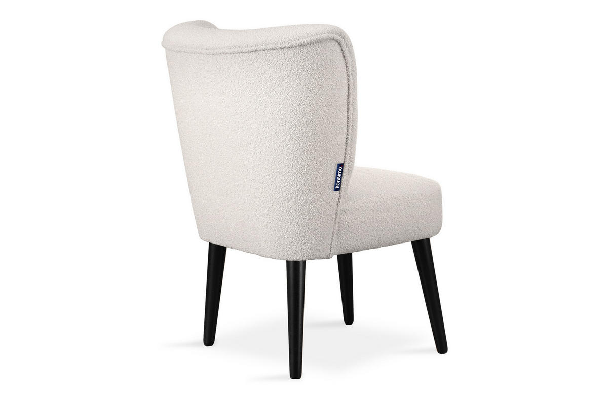 COCKTAILSESSEL APPA uf hohen schwarz lackierten Beinen aus Buchenholz, aus recyceltem Boucle-Stoff, Creme/Schwarz - Creme/Schwarz, Holz/Textil (63/89/65cm) - KONSIMO®