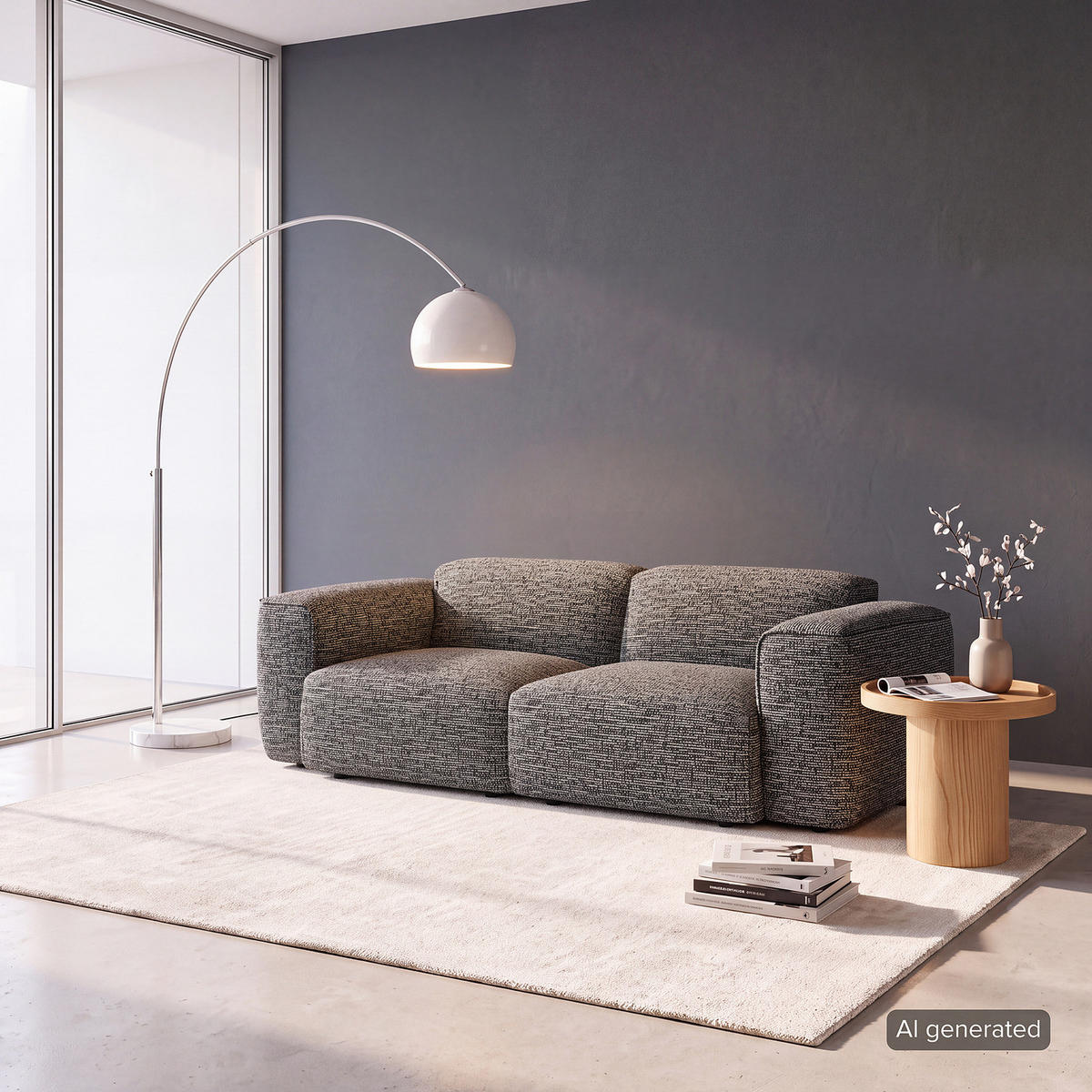 2-SITZER SOFA - Schwarz/Grau, Kunststoff/Textil (220/71/102cm) - home24