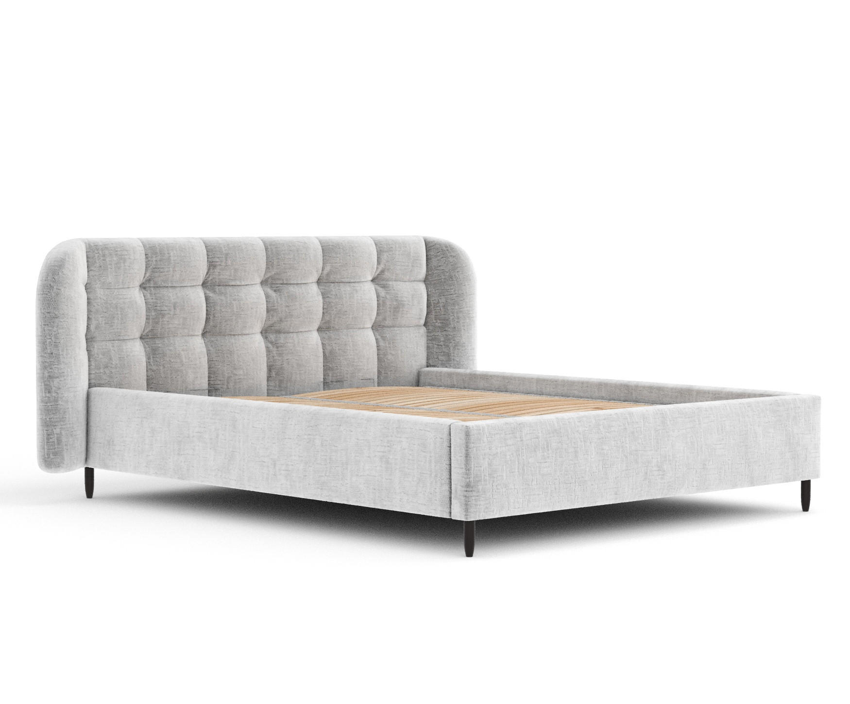 POLSTERBETT Nuno Hellgrau 140/200 cm im Chenille-Stoff - Hellgrau/Schwarz, Holz/Holzwerkstoff (140/200cm) - Maison de Reve