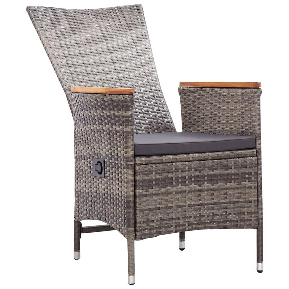 GARTENSTÜHLE 2 Stk. mit Auflagen Poly Rattan Grau - Grau, Kunststoff (58/108/62cm) - furnicato